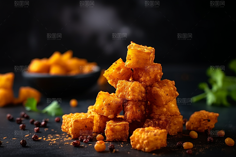 油炸黄金豆膨化食品高清摄影图