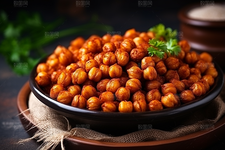 油炸黄金豆美食高清摄影图