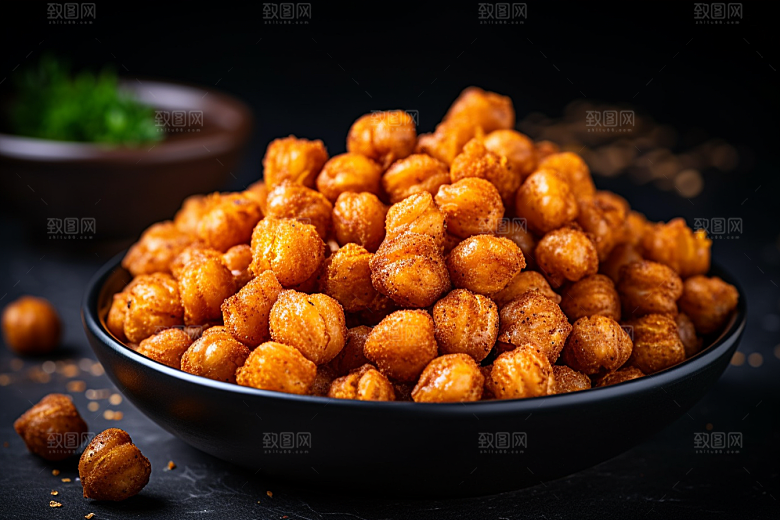 油炸黄金豆小吃膨化食品摄影图