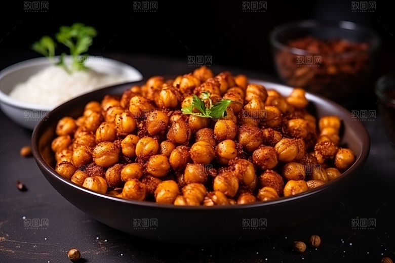 油炸黄金豆膨化食品美食摄影图