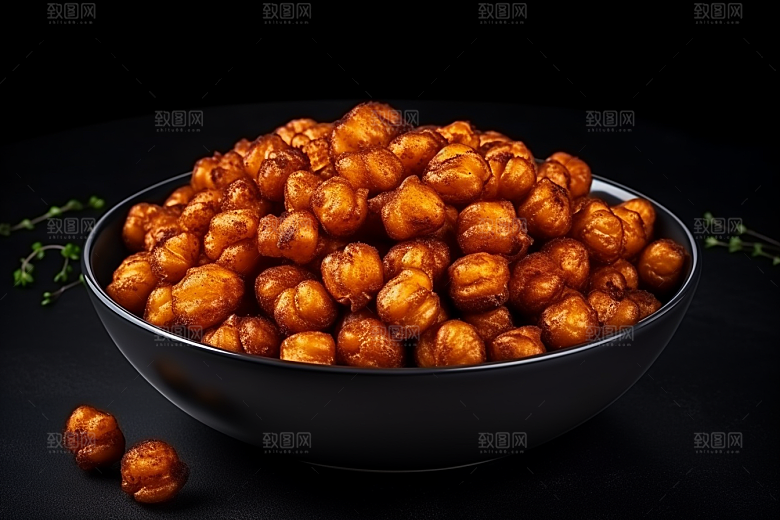 油炸黄金豆美味小吃摄影图