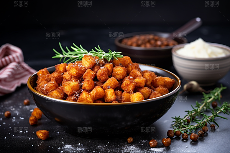 油炸黄金豆美味小吃摄影图