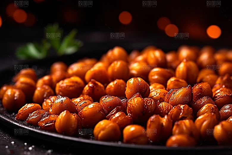 油炸黄金豆小吃美食摄影图