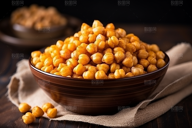 油炸黄金豆零食膨化食品摄影图
