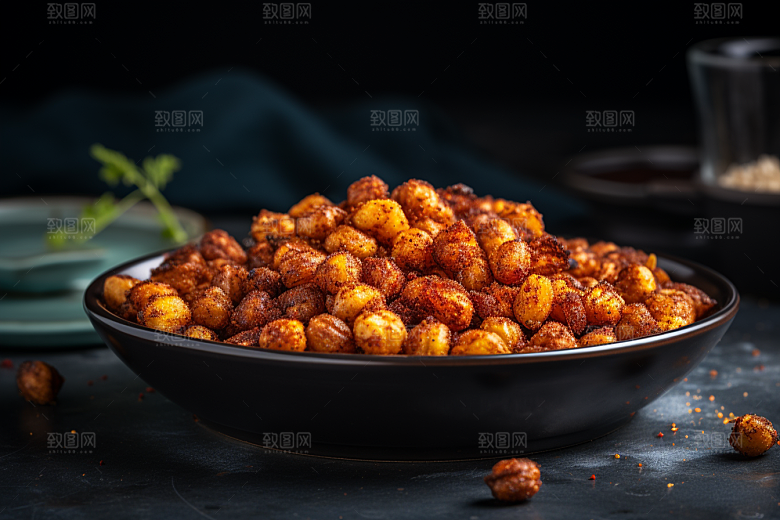 油炸黄金豆膨化食品小吃摄影图