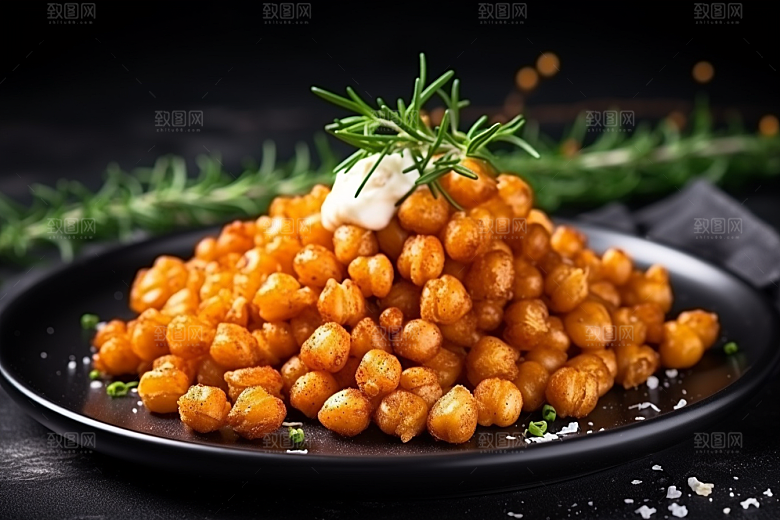 油炸黄金豆零食小吃摄影图