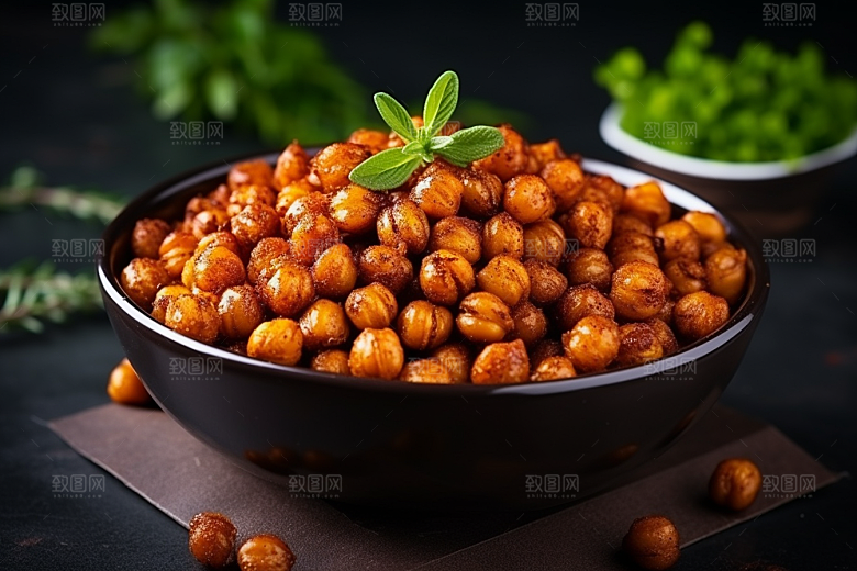 油炸黄金豆膨化食品美味摄影图