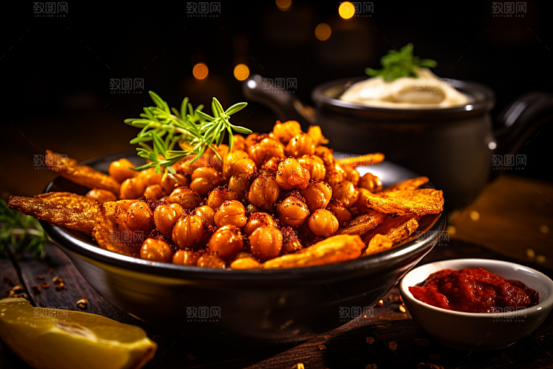 油炸黄金豆美食素材摄影图