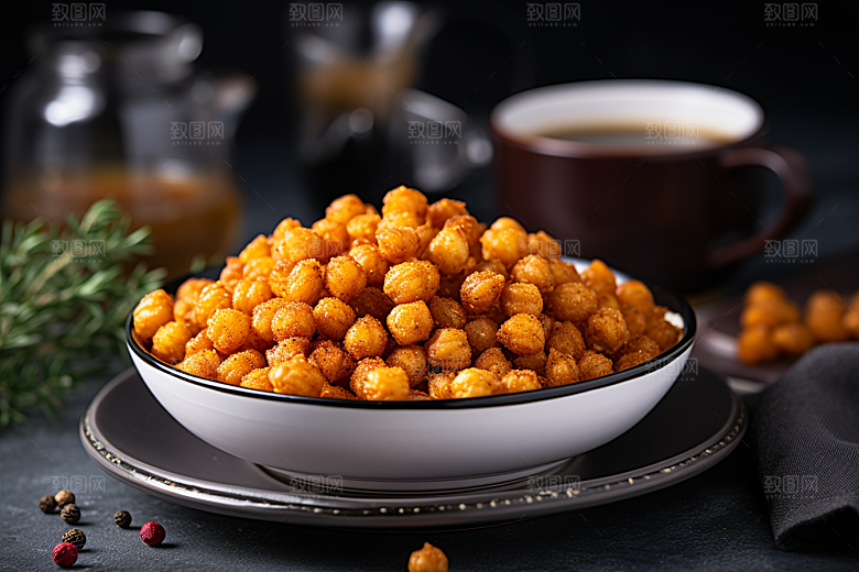 油炸黄金豆素材膨化食品摄影图