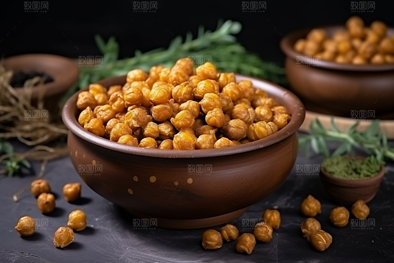 油炸黄金豆油炸食品小吃摄影图