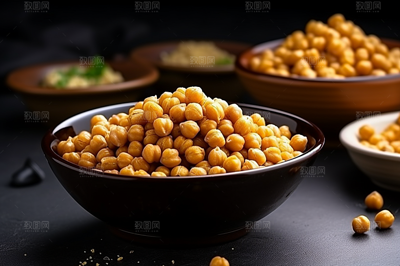 油炸黄金豆油炸食品零食摄影图