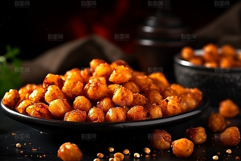 油炸黄金豆素材小吃摄影图