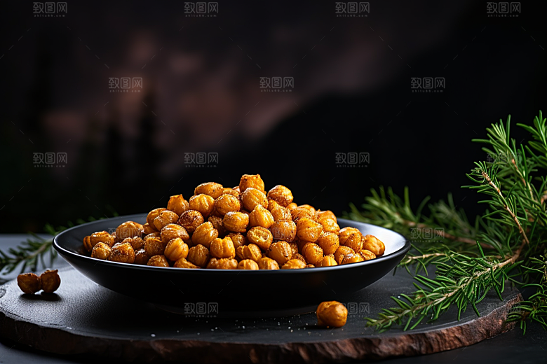 油炸黄金豆零食膨化食品摄影图