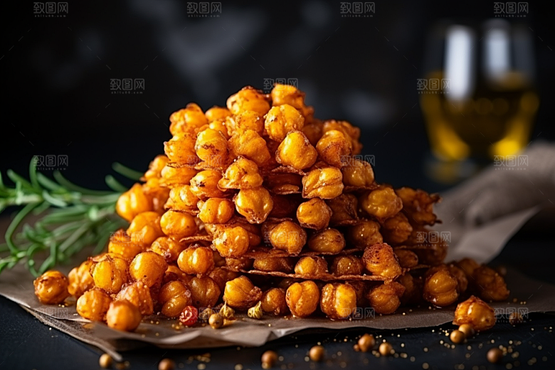 油炸黄金豆美味膨化食品摄影图
