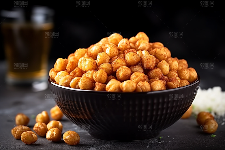 油炸黄金豆零食美食摄影图