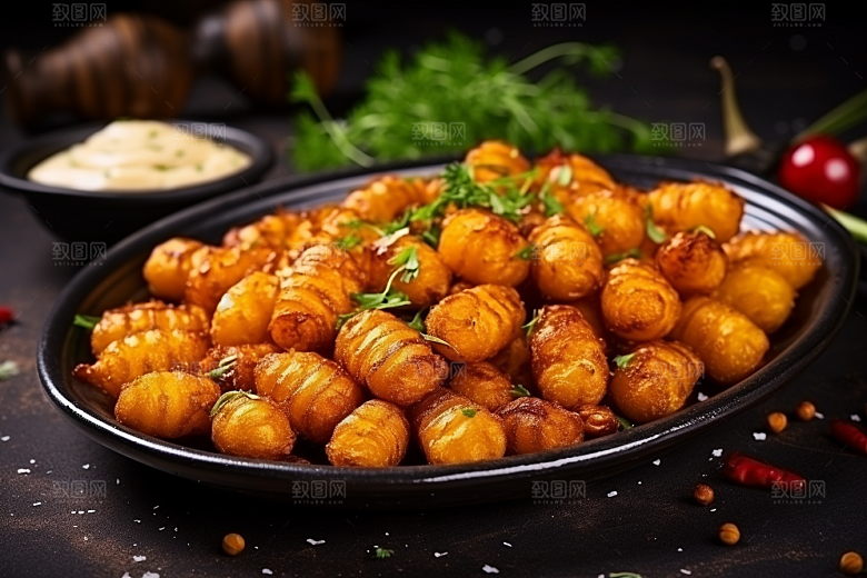 油炸黄金豆美食小吃摄影图