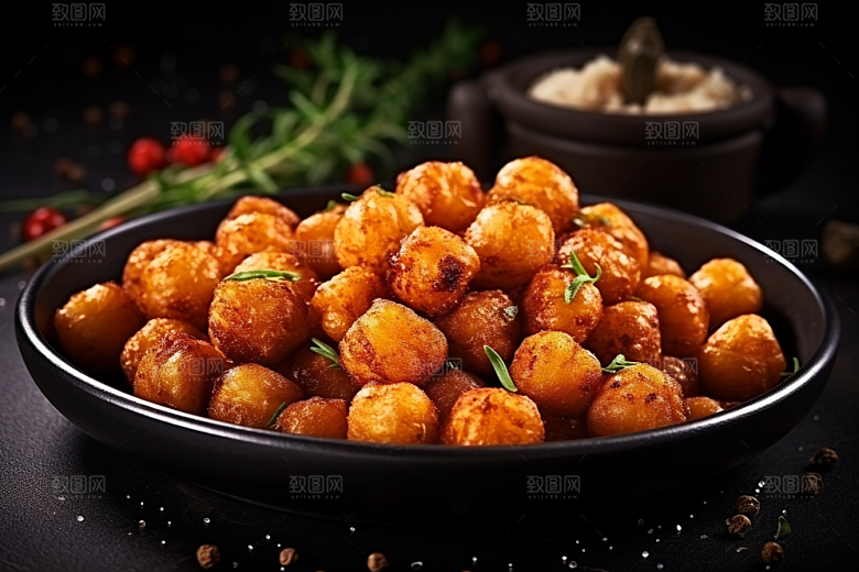 油炸黄金豆小吃美味摄影图
