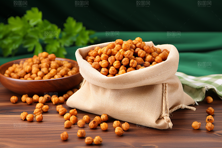 油炸黄金豆小吃零食摄影图