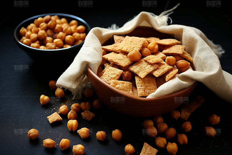 油炸黄金豆美食小吃摄影图