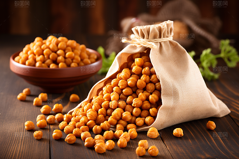油炸黄金豆零食美味摄影图