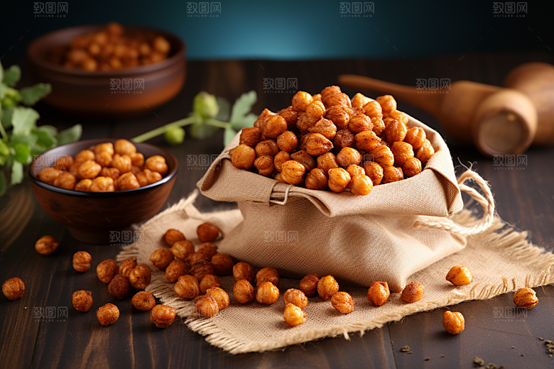 油炸黄金豆美食小吃摄影图