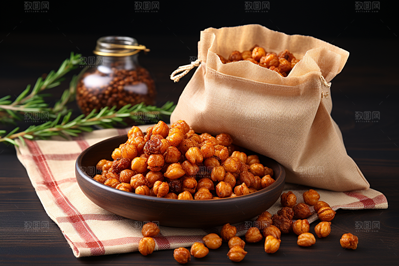 油炸黄金豆小吃美食摄影图