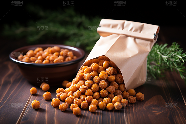 油炸黄金豆零食美味摄影图