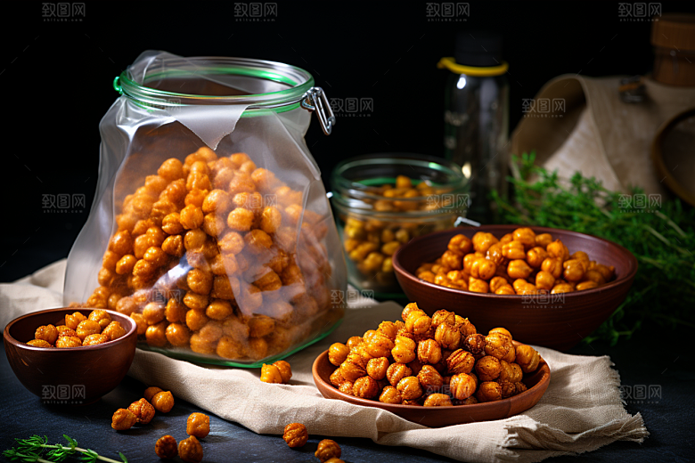 油炸黄金豆美味美食摄影图