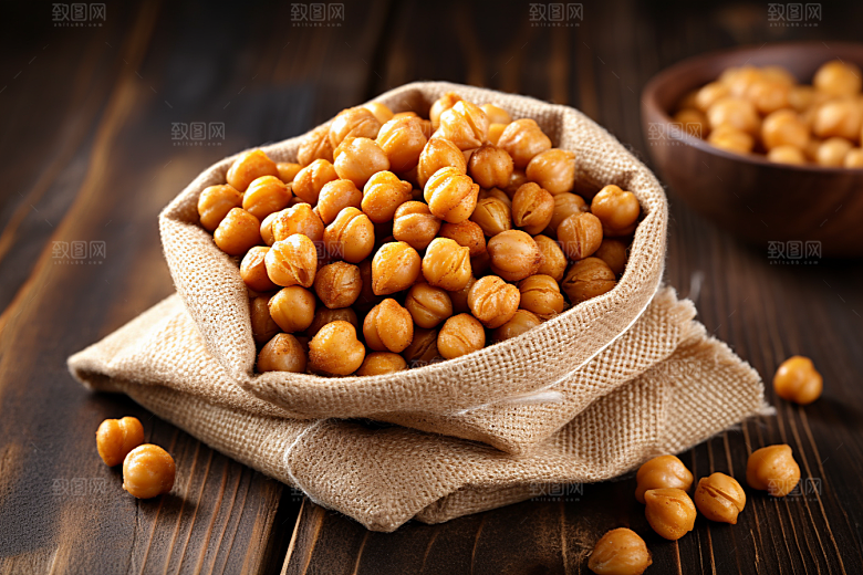 油炸黄金豆膨化食品高清摄影图