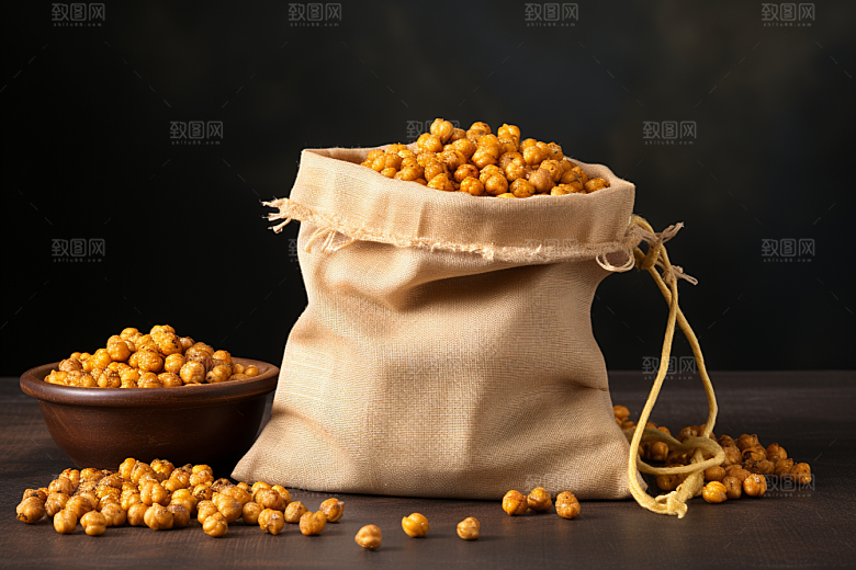 油炸黄金豆膨化食品地方特色摄影图