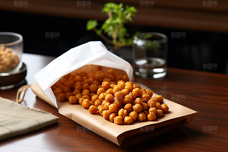 油炸黄金豆高清小吃摄影图