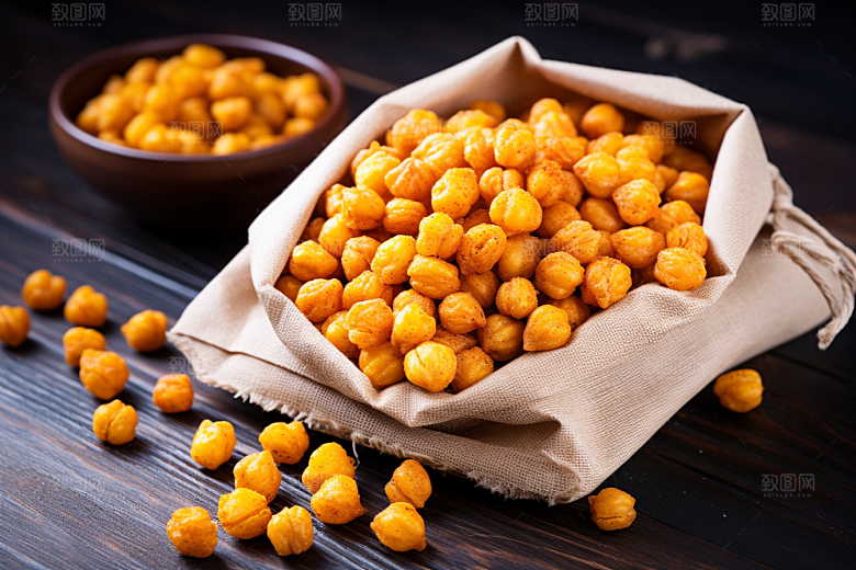 油炸黄金豆美味素材摄影图