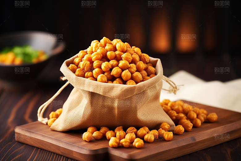油炸黄金豆小吃美味摄影图