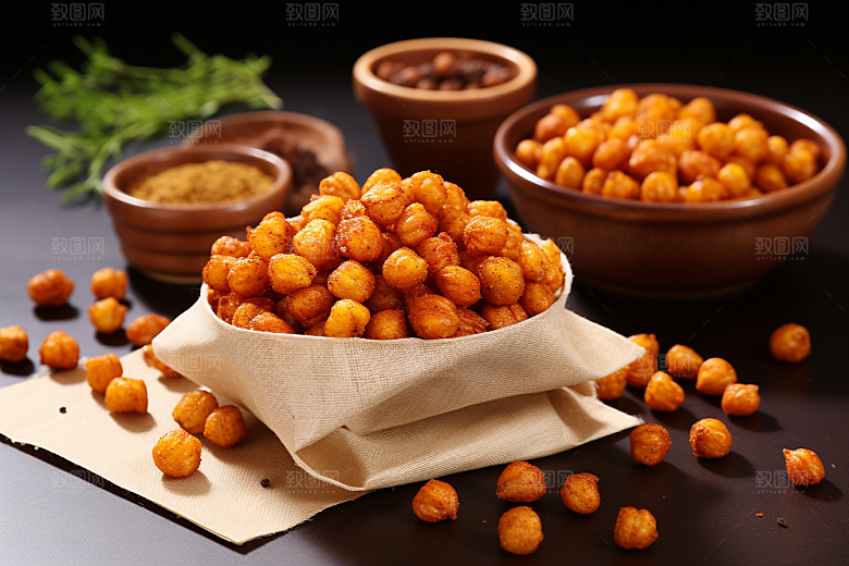 油炸黄金豆膨化食品美味摄影图