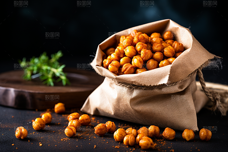 油炸黄金豆膨化食品美食摄影图