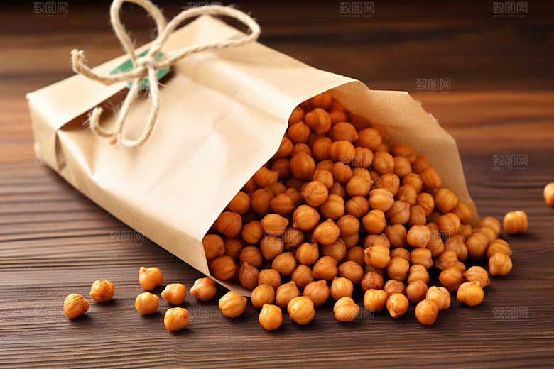 油炸黄金豆小吃零食摄影图