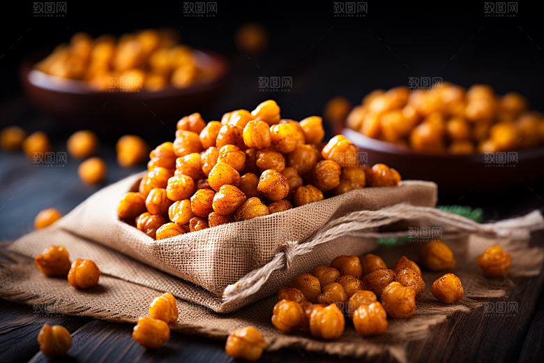 油炸黄金豆美食小吃摄影图