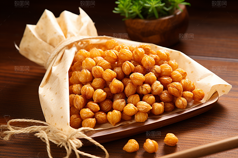 油炸黄金豆小吃油炸食品摄影图