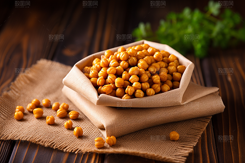 油炸黄金豆小吃膨化食品摄影图