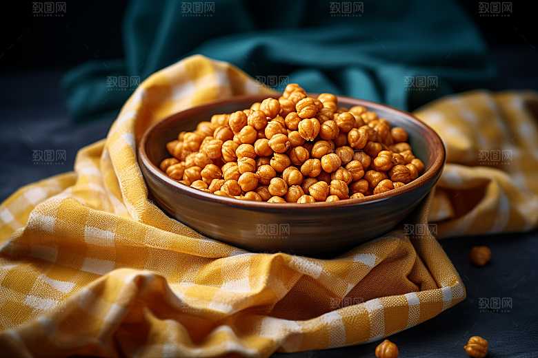 油炸黄金豆膨化食品美食摄影图
