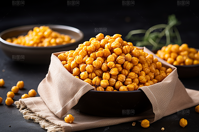 油炸黄金豆油炸食品膨化食品摄影图