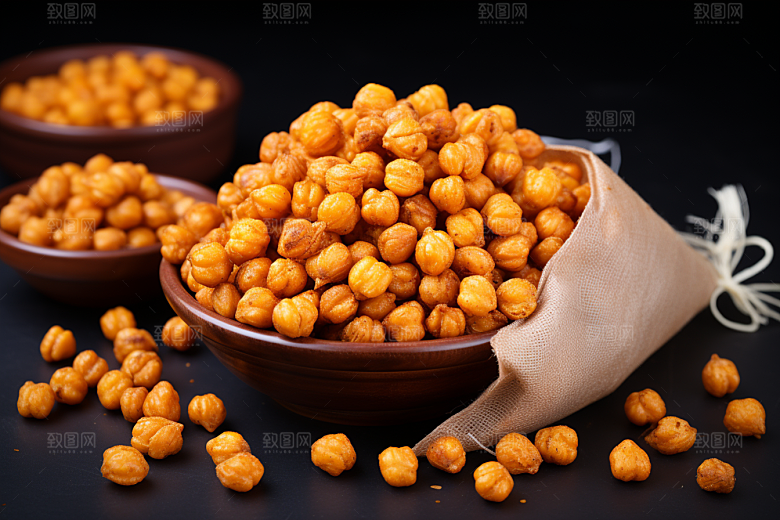 油炸黄金豆膨化食品地方特色摄影图