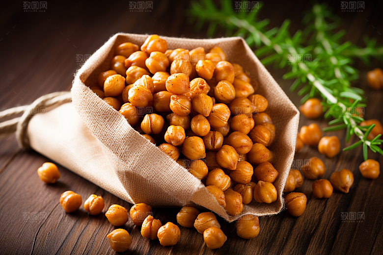 油炸黄金豆小吃美食摄影图