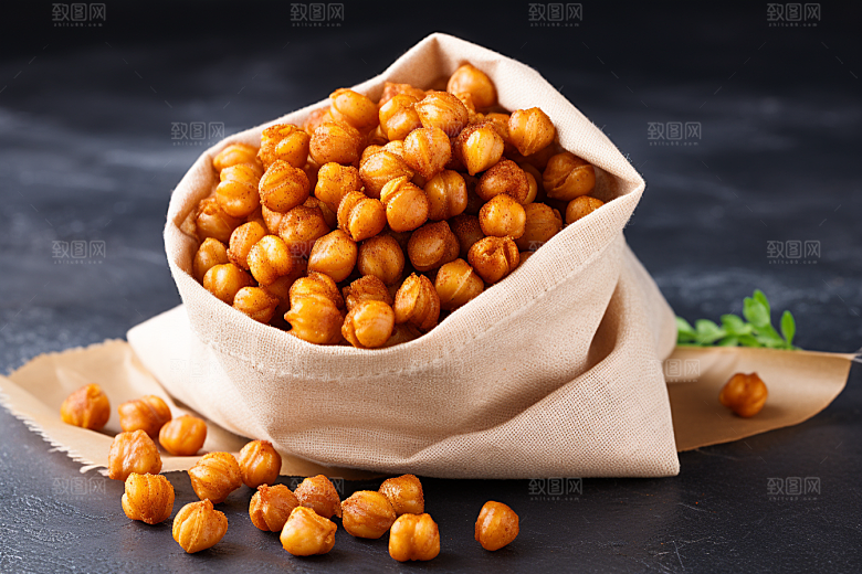 油炸黄金豆膨化食品油炸食品摄影图