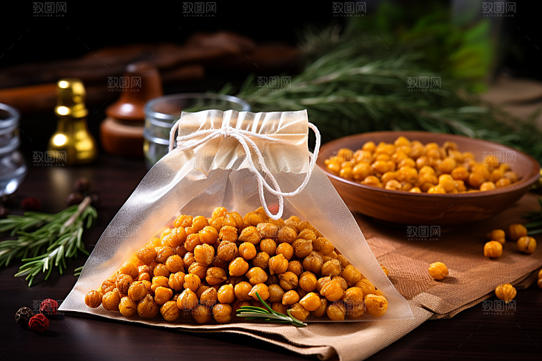 油炸黄金豆美味小吃摄影图