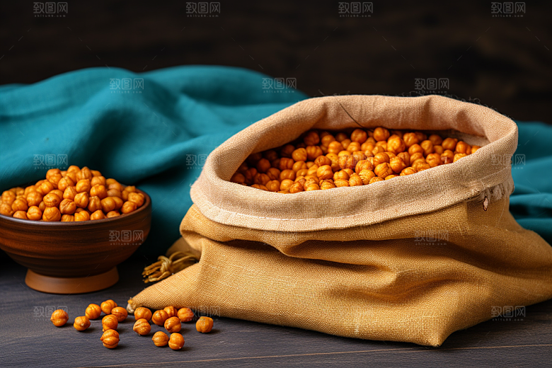 油炸黄金豆美食地方特色摄影图