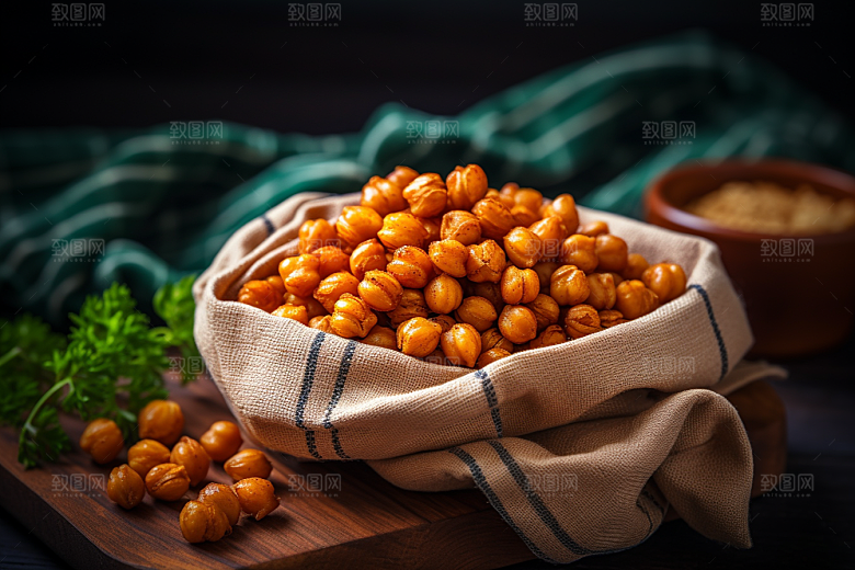 油炸黄金豆美食素材摄影图