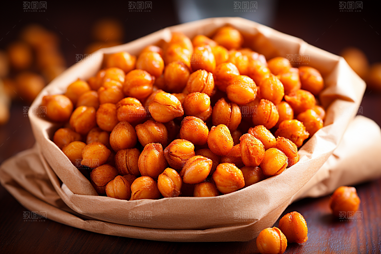 油炸黄金豆美食小吃摄影图