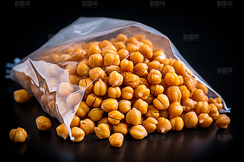 油炸黄金豆膨化食品美味摄影图