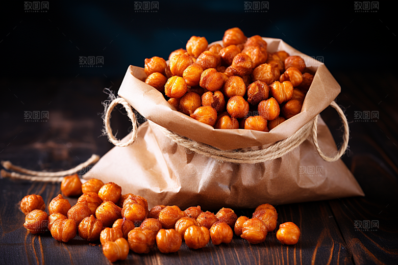 油炸黄金豆油炸食品地方特色摄影图
